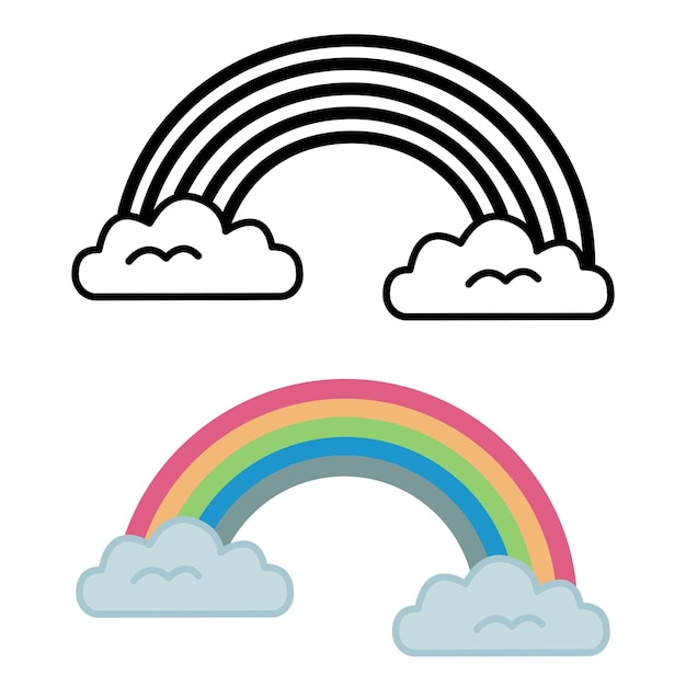 Rainbow Icons Behind Clouds