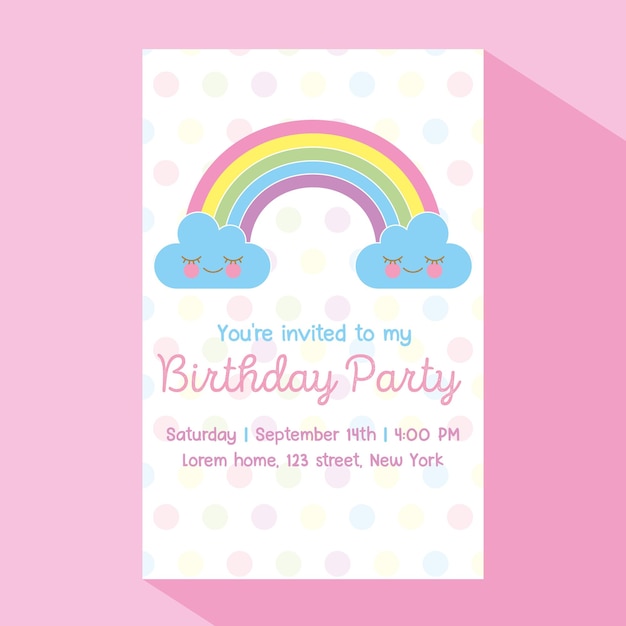 rainbow invitation birthday card