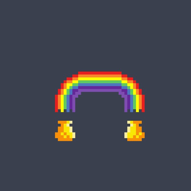 rainbow and jug in pixel style