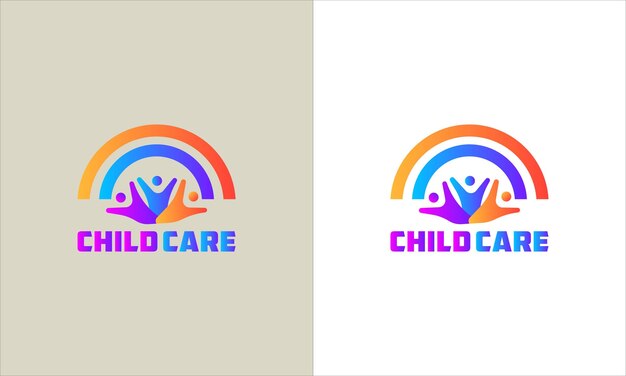 Vector rainbow kids logo design