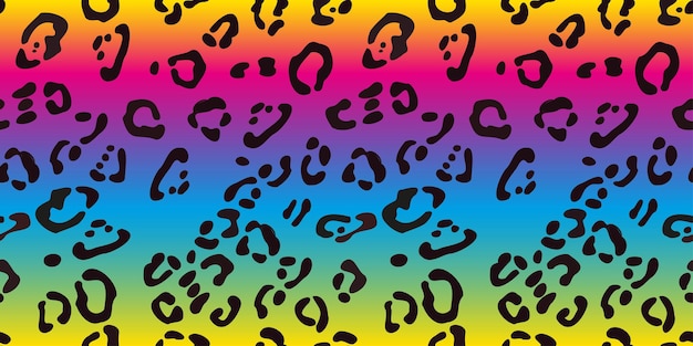 Vector rainbow leopard seamless pattern. colorful neon vector background. gradient wallpaper.