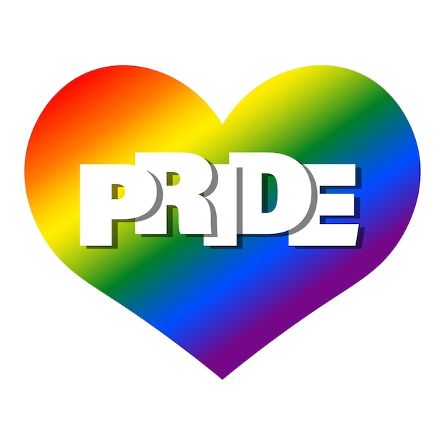 Rainbow LGBT colors heart and the word Pride Month Colorful background vector