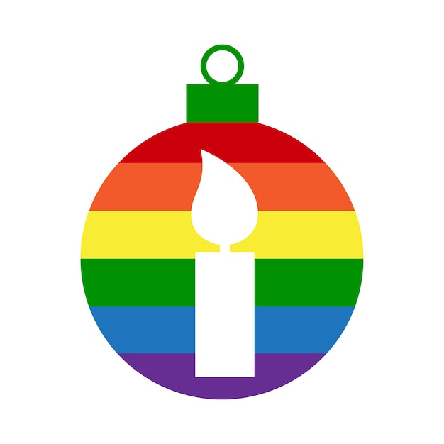 Rainbow LGBT kerstbaldecoratie met kaars