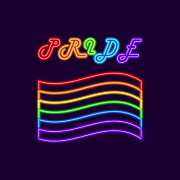 Vector rainbow lgbt pride flag from neon lines