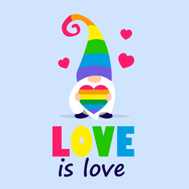 Rainbow LGBT Pride Gnome-personage Love is love-slogan