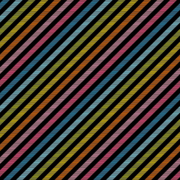 Vector rainbow lines on black background seamless texture