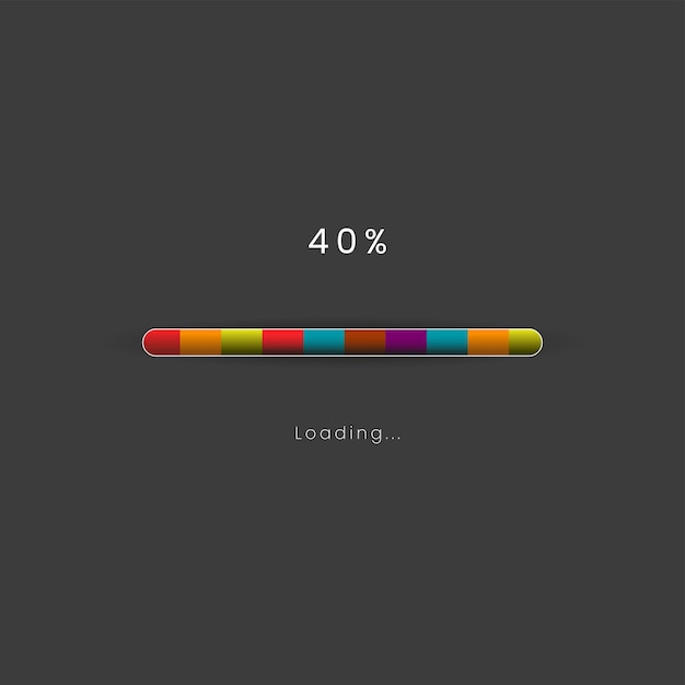 Rainbow loading bar in progress symbol icon banner rainbow 40 percent loading sign vector