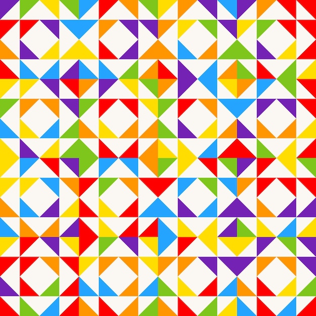 Rainbow mosaic tiles abstract geometric background seamless vector pattern