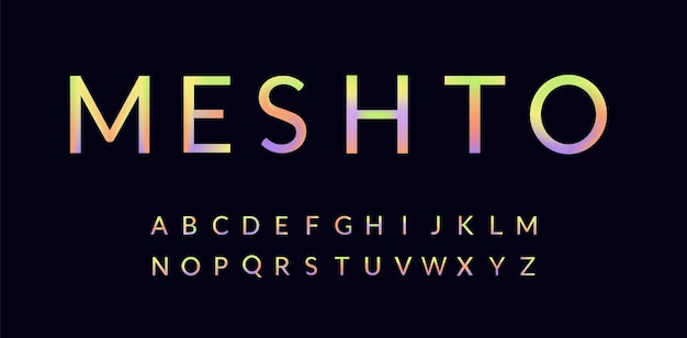 Vector rainbow neon alphabet clipart