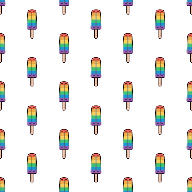 Rainbow popsicle naadloze patroon op een witte achtergrond. ijs thema vectorillustratie