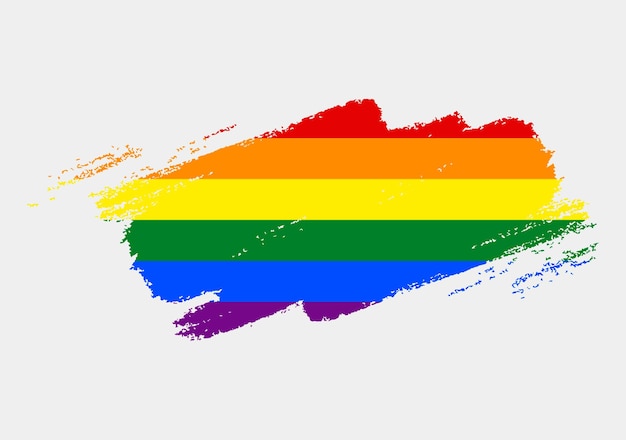 白い背景の LGBT の権利の概念にブラシで描かれたレインボー プライド フラグ