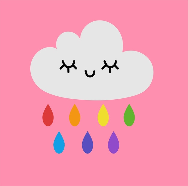 Vector rainbow rain with clouds