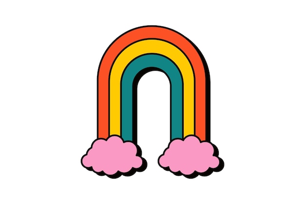 Rainbow Retro Flat Sticker Ontwerp