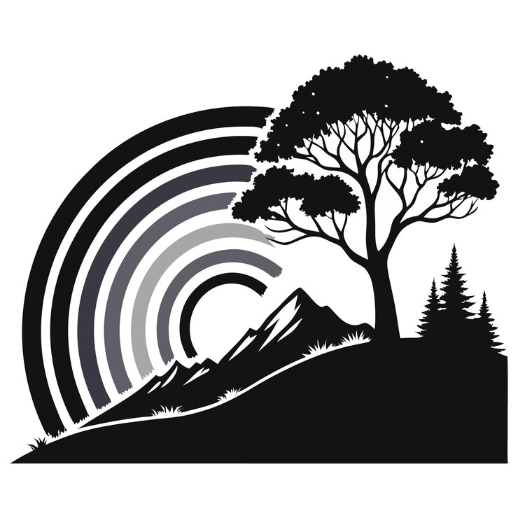 Vector rainbow silhouette vector design
