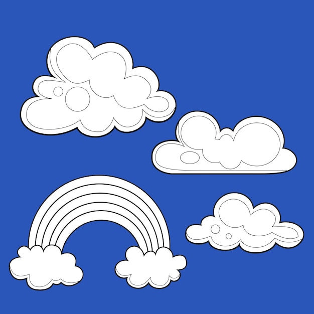 虹と空雲のデジタルスタンプ