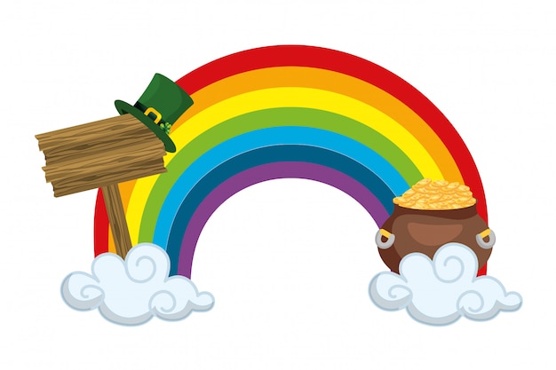 Rainbow sky sign gold pot