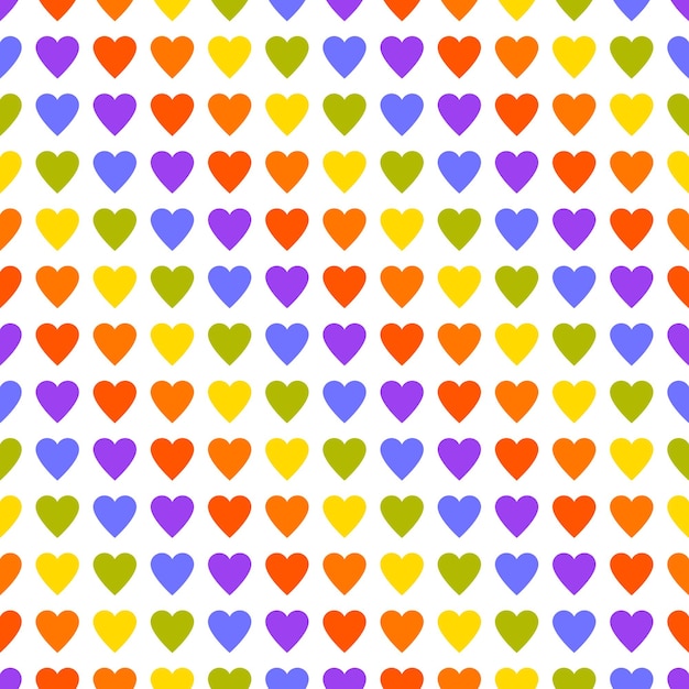 Vector rainbow small hearts seamless pattern pride month concept raster illustration