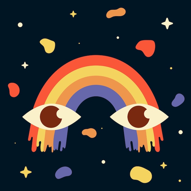 Rainbow in space with eyes