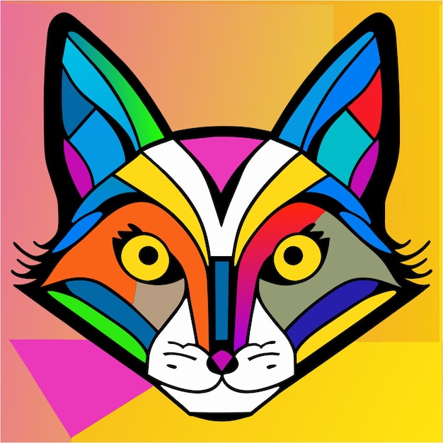 Rainbow Spectrum Delight Cartoon Cat Tattoo