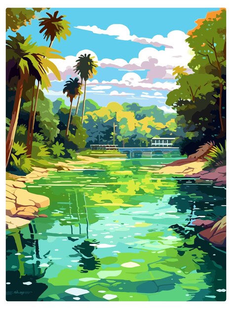 Vector rainbow springs state park florida vintage travel poster souvenir postcard portrait painting wpa