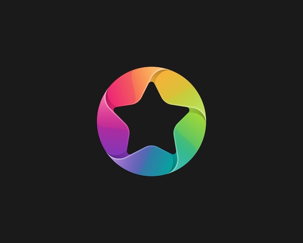 Радужная звезда с круговым логотипом
