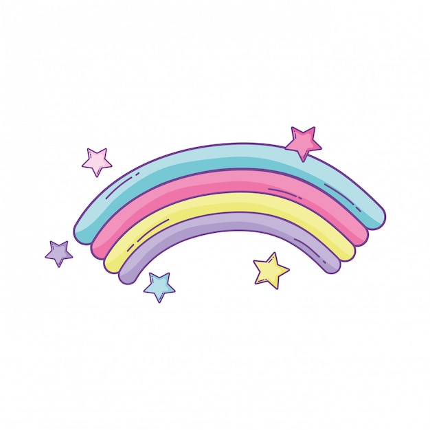 Vettore cartone animato arcobaleno e stelle
