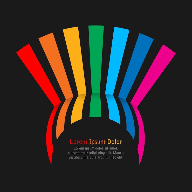 Vector rainbow stripes on dark background, vector logo