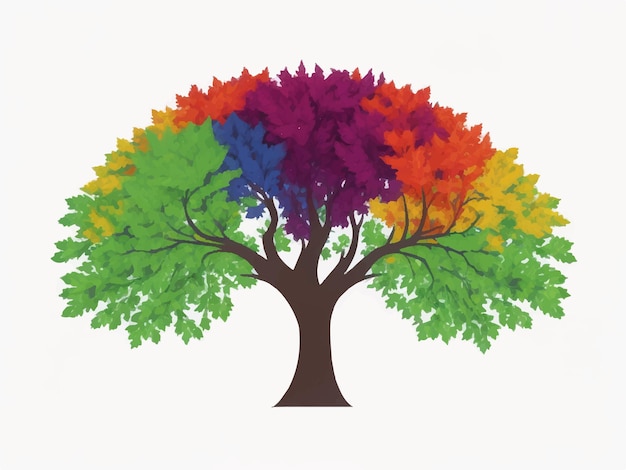 Vector rainbow tree illustration