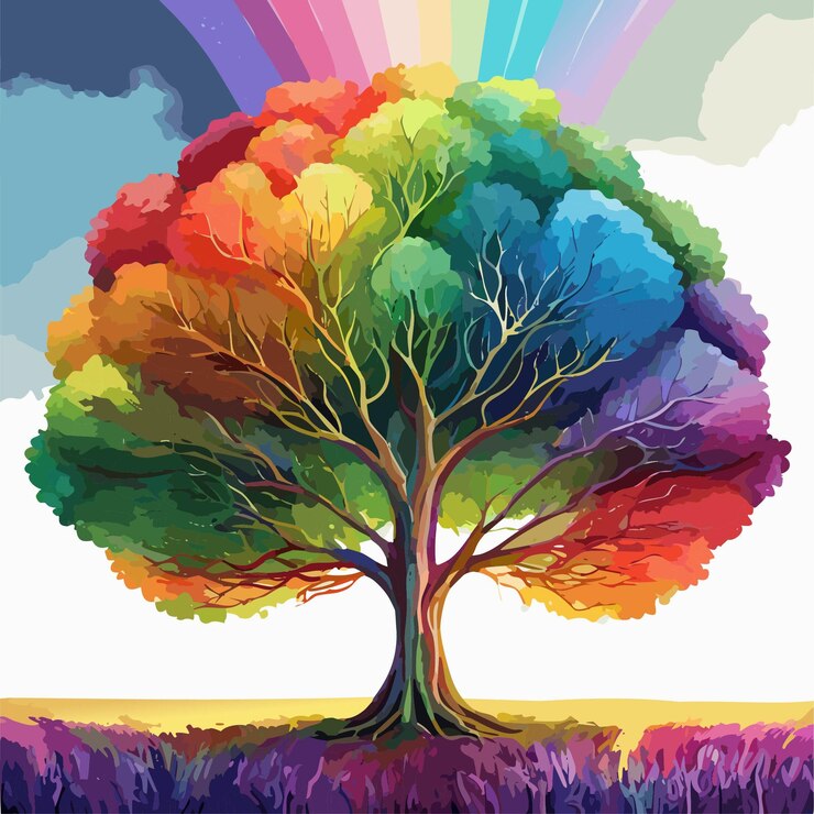 Vector rainbow tree2