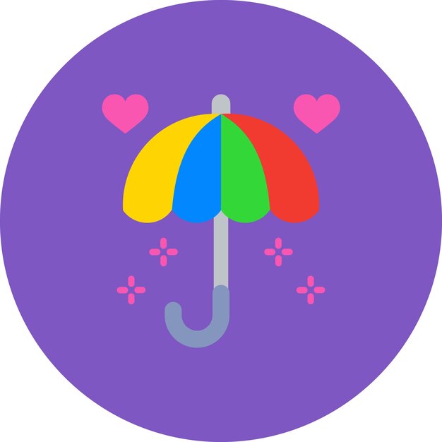 Vector a rainbow umbrella with hearts and a rainbow on it