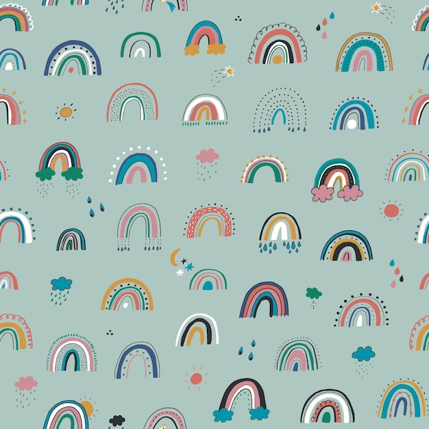 Rainbow vector seamless pattern