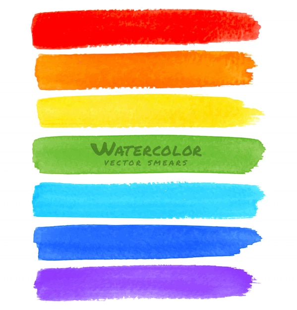 Rainbow Watercolor Brush Smears.