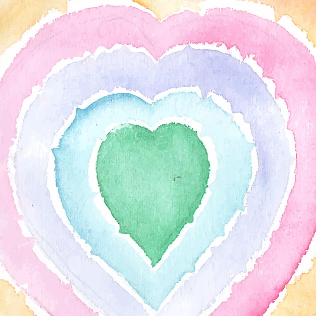Priorità bassa dell'illustrazione di forma del cuore di amore dell'acquerello dell'arcobaleno. carta da parati per la celebrazione del 14 febbraio,