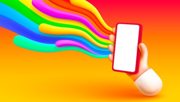 Rainbow wave in the smart phone art banner Vector