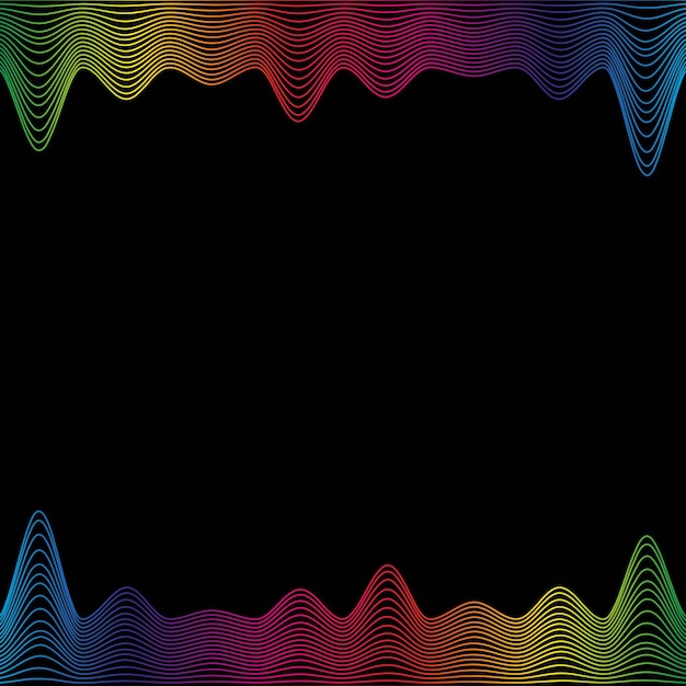 벡터 무지개 파도 선 경계 템플릿 배너 기술 검은색에 소리 진동  ⁇ 터 일러스트레이션