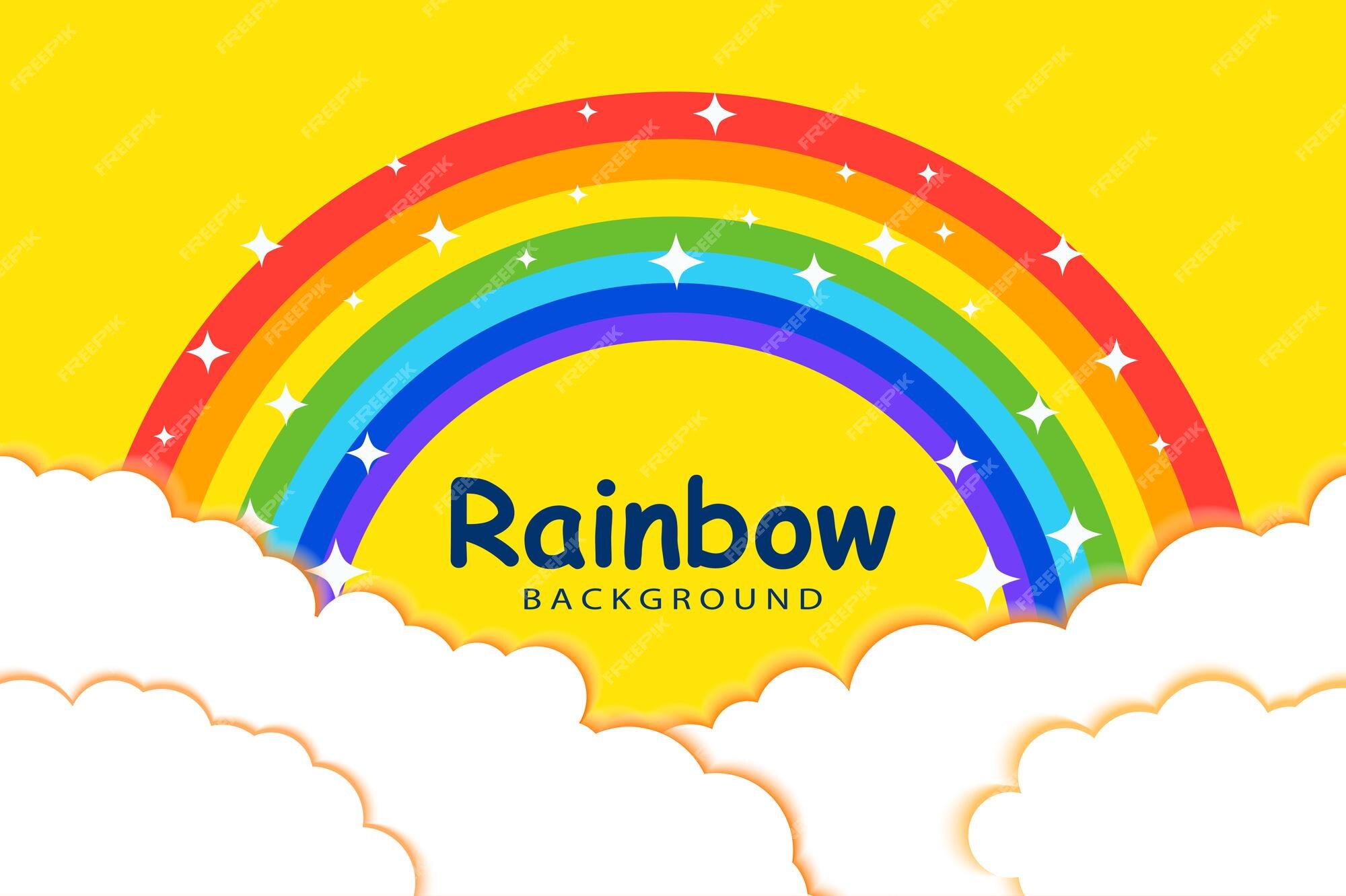 Premium Vector | Rainbow with cloud background template