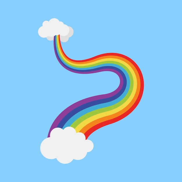 Rainbow with cloud in flat style isolated