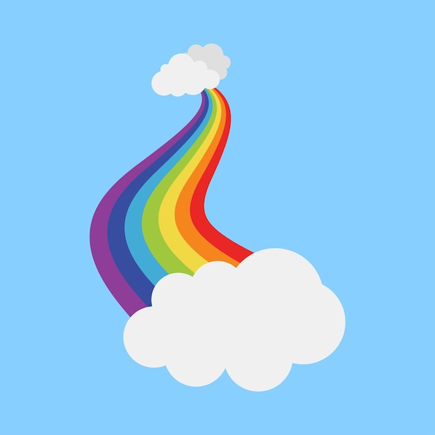 Rainbow with cloud in flat style isolated