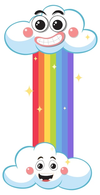 Vector rainbow with clouds in cartoon style