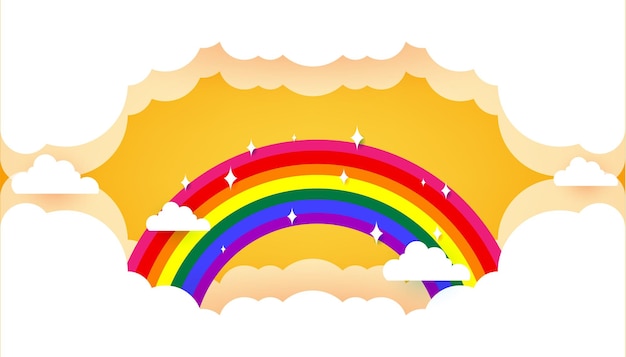 Rainbow with clouds paper cut designvector illustration