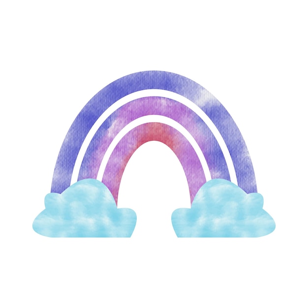 Rainbow with clouds on a white background