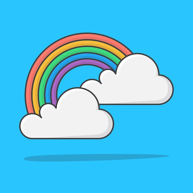 Vector rainbow with clouds