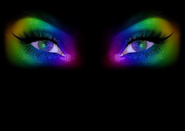 Vettore arcobaleno donna occhi sfondo