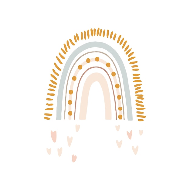 Вектор Радуга и цветок в мягких пастельных тонах векторная изолированная милая иллюстрация для дизайна детской комнаты w