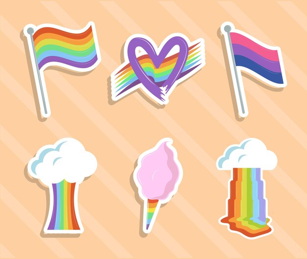 Vector rainbows fantasy icon set