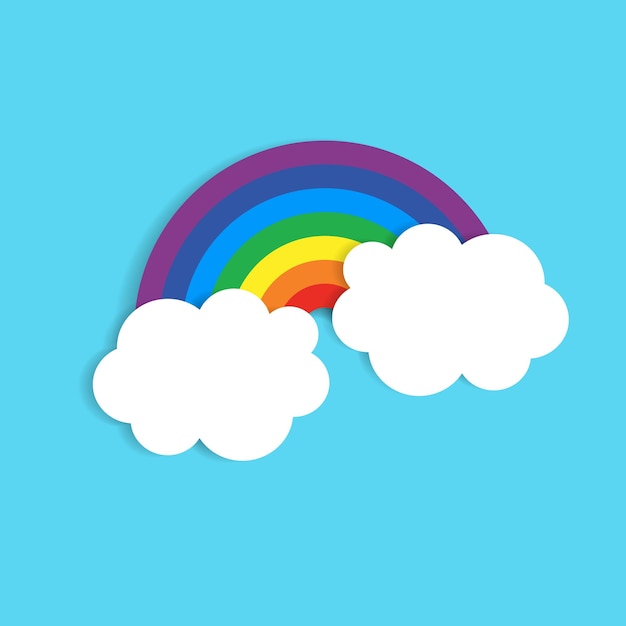 Vettore rainbowvector magic baby background nuvole e arcobaleno nel cielo in stile origami camera da letto per bambini carta da parati camera dei bambini design