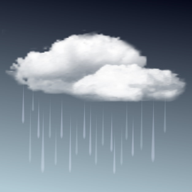 Vector raincloud and rain in the dark sky