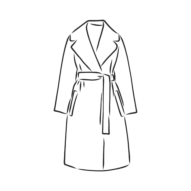 Raincoat. monochrome sketch, hand drawing. black outline on white background. vector illustration. raincoat, vector sketch illustration