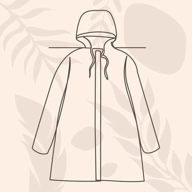 Raincoat raincoat drawing by one continuous line vector