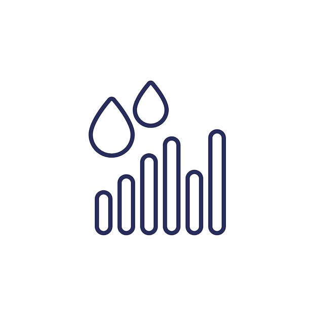 Rainfall graph line icon on white